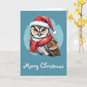 動物おもしろいのクリスマスのお気に入り – Owl 1 カード (黄色い花)
