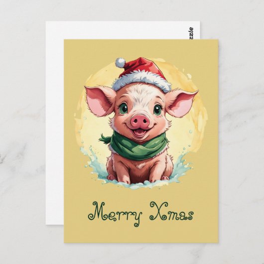 動物おもしろいのクリスマスのお気に入り – Piglet 1 ポストカード (正面/裏面)