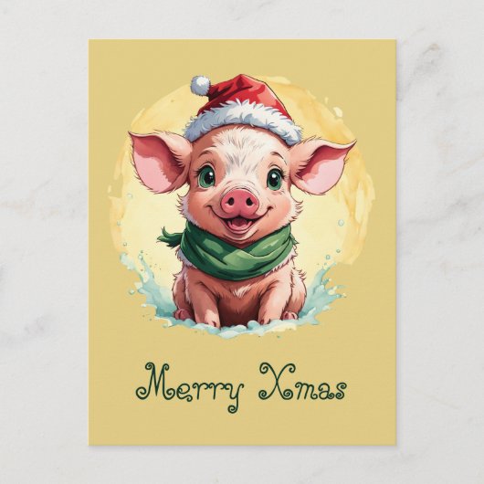 動物おもしろいのクリスマスのお気に入り – Piglet 1 ポストカード (正面)