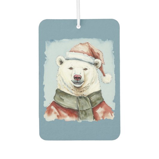 動物おもしろいのクリスマスのお気に入り – Polar Bear 1 カーエアーフレッシュナー (正面)