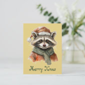動物おもしろいのクリスマスのお気に入り – Raccoon 1 ポストカード (スタンド正面)