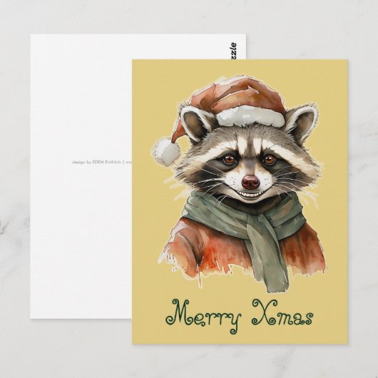 動物おもしろいのクリスマスのお気に入り – Raccoon 1 ポストカード (正面/裏面)