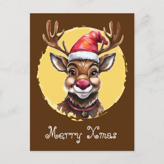 動物おもしろいのクリスマスのお気に入り – Reindeer 1 ポストカード (正面)