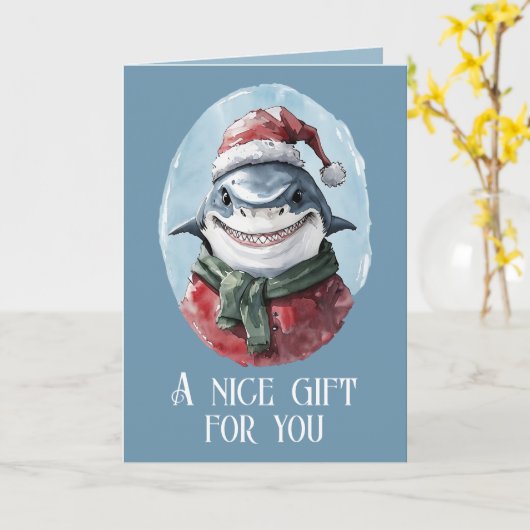 動物おもしろいのクリスマスのお気に入り – Shark 1 カード (黄色い花)