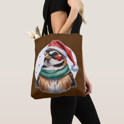 動物おもしろいのクリスマスのお気に入り – Sparrow 1 トートバッグ (クローズアップ)