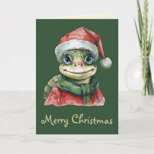動物おもしろいのクリスマスのお気に入り – Turtle 2 カード (正面)