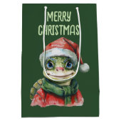 動物おもしろいのクリスマスのお気に入り – Turtle 2 ミディアムペーパーバッグ (裏面)