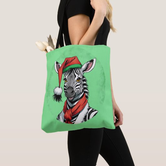 動物おもしろいのクリスマスのお気に入り – Zebra 1 トートバッグ (クローズアップ)