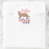 動物おもしろいのプン漫画こんにちは反対側から ラウンドシール (バッグ)