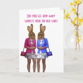 動物おもしろいの女性誕生日カード カード (黄色い花)