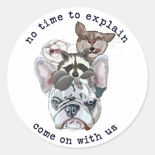 動物おもしろいは説明する時間が来ない ラウンドシール (正面)