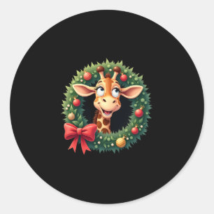 動物おもしろいキリンミーム顔フェスティバルクリスマスT-Shir ラウンドシール
