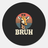 動物おもしろいキリンミーム顔フェスティバルクリスマスT-Shir ラウンドシール (正面)