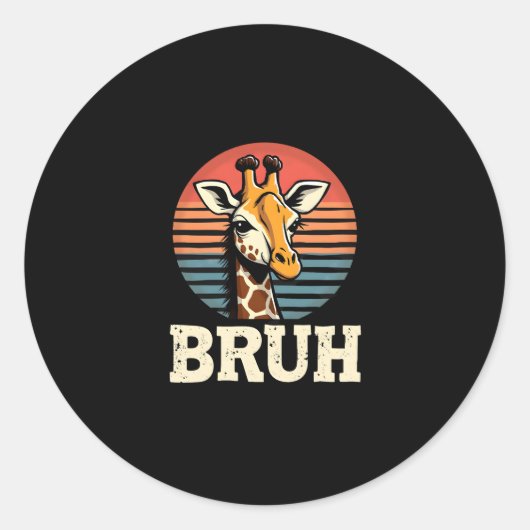 動物おもしろいキリンミーム顔フェスティバルクリスマスT-Shir ラウンドシール (正面)