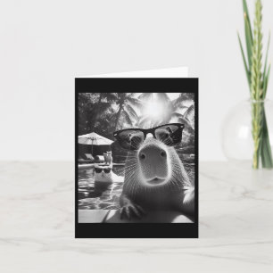 動物おもしろいスイミングプールCaとのCapybara Selfie カード