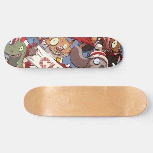 動物おもしろいスポーツファンオレンジキャット&フルーツこうもり スケートボード (横)