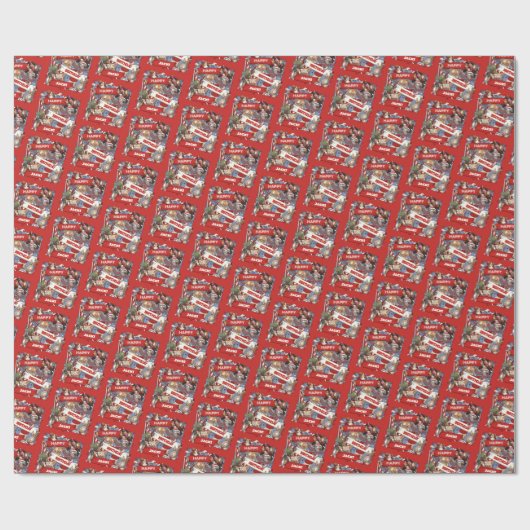 動物おもしろいハッピーバースデー名前の漫画を追加 ラッピングペーパー (フラット)