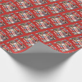 動物おもしろいハッピーバースデー名前の漫画を追加 ラッピングペーパー (角)