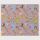 動物おもしろいハッピーバースデー ラッピングペーパー (フラット)