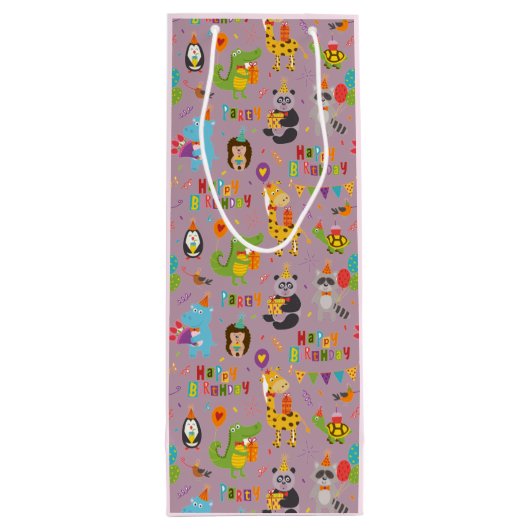 動物おもしろいハッピーバースデー ワインギフトバッグ (裏面)