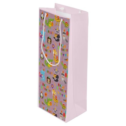 動物おもしろいハッピーバースデー ワインギフトバッグ (正面アングル)