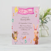 動物おもしろいミュージカルベビーシャワー招待状 招待状 (スタンド正面)