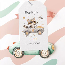 動物おもしろいレース車2回目の誕生日 ギフトタグ