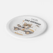 動物おもしろいレース車2回目の誕生日 ペーパープレート (アングル)