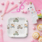 動物おもしろいレース車2回目の誕生日 ペーパープレート (パーティー)