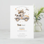 動物おもしろいレース車2回目の誕生日 招待状 (スタンド正面)