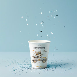 動物おもしろいレース車2回目の誕生日 紙コップ