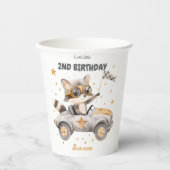 動物おもしろいレース車2回目の誕生日 紙コップ (正面)