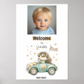 動物おもしろいレース車2ndバースデーウェルカム ポスター (正面)