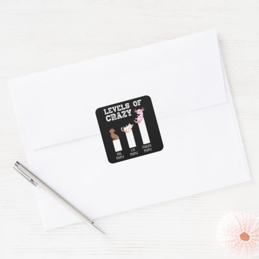 動物おもしろい愛者ギフトの熱狂する軸外レベル スクエアシール (封筒)