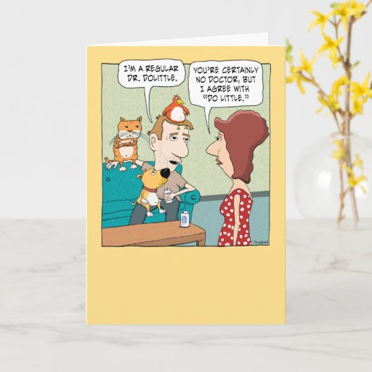 動物おもしろい磁気記念日 カード (黄色い花)