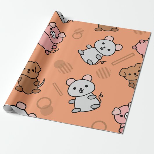 動物おもしろい紙 ラッピングペーパー (アンロールド)