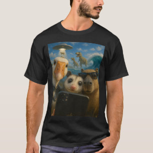 動物おもしろい自撮りグースキャピバラポッサム Tシャツ