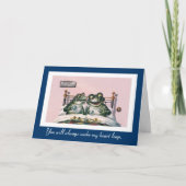 動物おもしろい – かわいいヴィンテージカエル記念日 カード (正面)