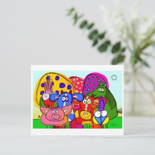 「動物および木」のすごい郵便はがき ポストカード (スタンド正面)