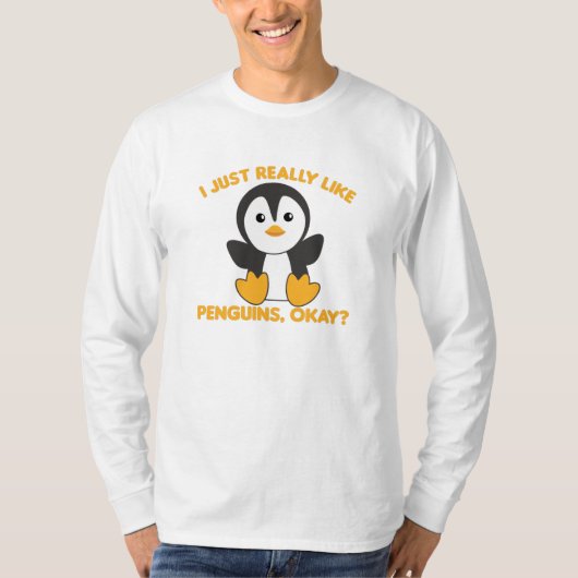動物お気に入りの用ペンギンかわいいペンギン Tシャツ (正面)