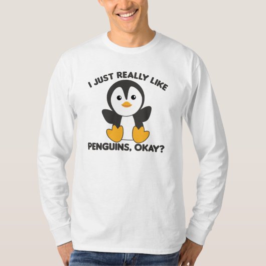 動物お気に入りの用ペンギンかわいいペンギン Tシャツ (正面)