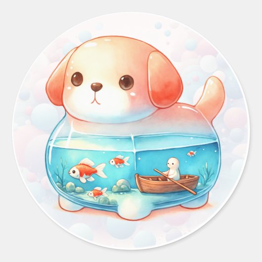 動物お洒落の瓶 – 犬 –  ラウンドシール (正面)