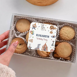 動物お洒落サーカス誕生日パーティー スクエアシール