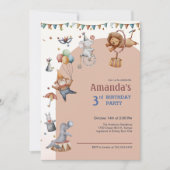 動物お洒落サーカス誕生日パーティー 招待状 (正面)