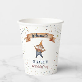 動物お洒落猿子供の誕生日パーティー 紙コップ