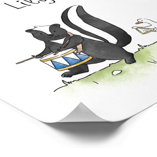 動物お洒落行進バパーソナライズされたンド ポスター (角)