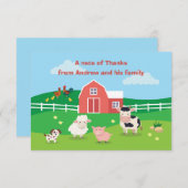 動物がたくさん!バースデーパーティーお礼カード サンキューカード (正面/裏面)