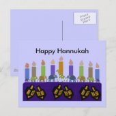 動物がデザインされたハヌカのメノラとドレイデルのポストカード ポストカード (正面/裏面)