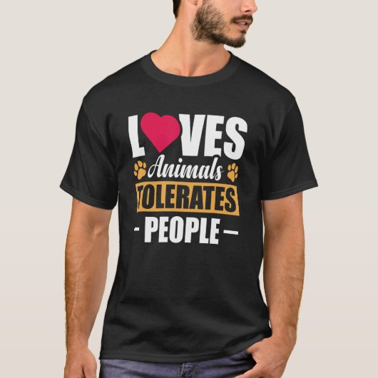 動物が人を寛容するのが大好き Tシャツ (正面)
