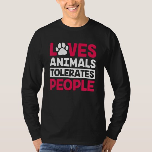 動物が人を寛容するのが大好き Tシャツ (正面)